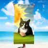 Gatto meme divertente cartone animato carino gattino astratto Asciugamani da spiaggia morbidi Asciugamano da piscina ad asciugatura rapida per Viaggio Palestra bagno Spa Campeggio sport Regalo