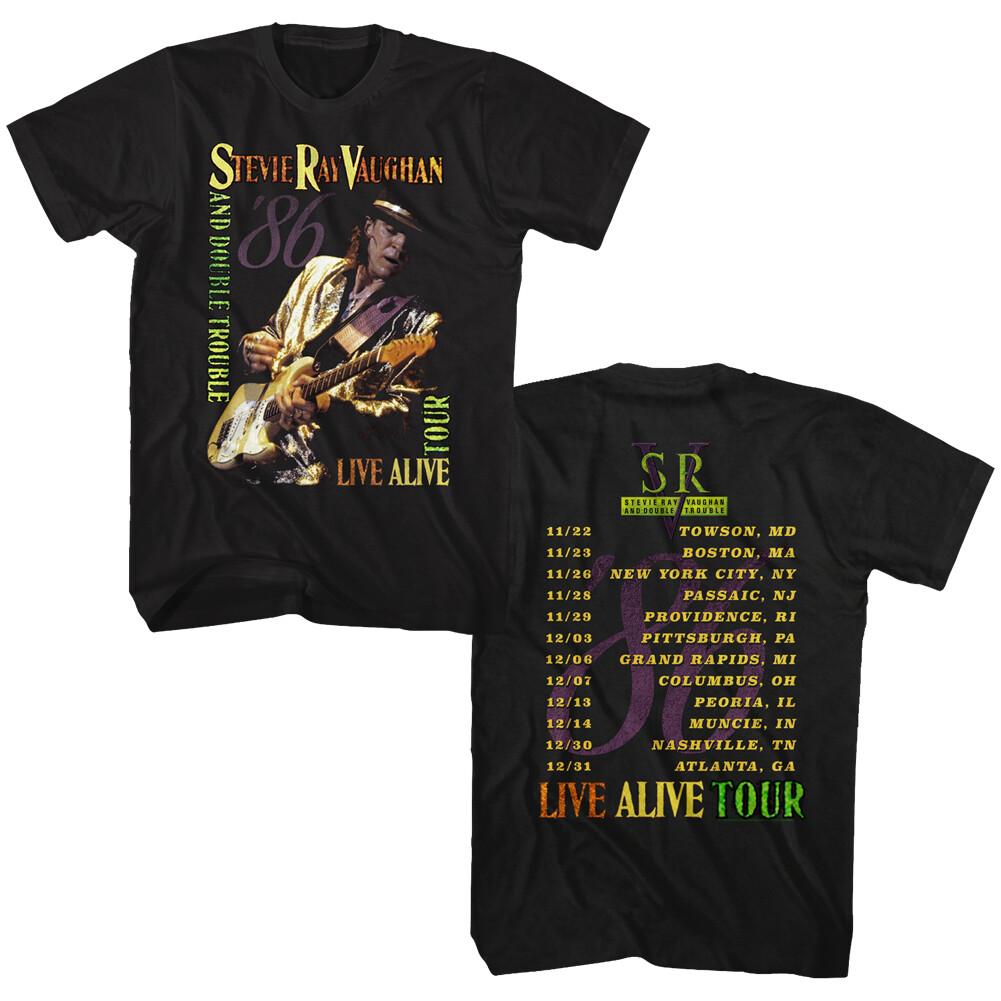 Stevie Ray Vaughan And Double Trouble Live Alive Tour Dates 86 Men T Shirt L