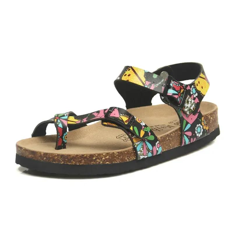 Fashion Fashion Cork Sandals New Women Summer Beach Gladiator Buckle Strap Sandals Shoes Flat Casual women Beach slippers