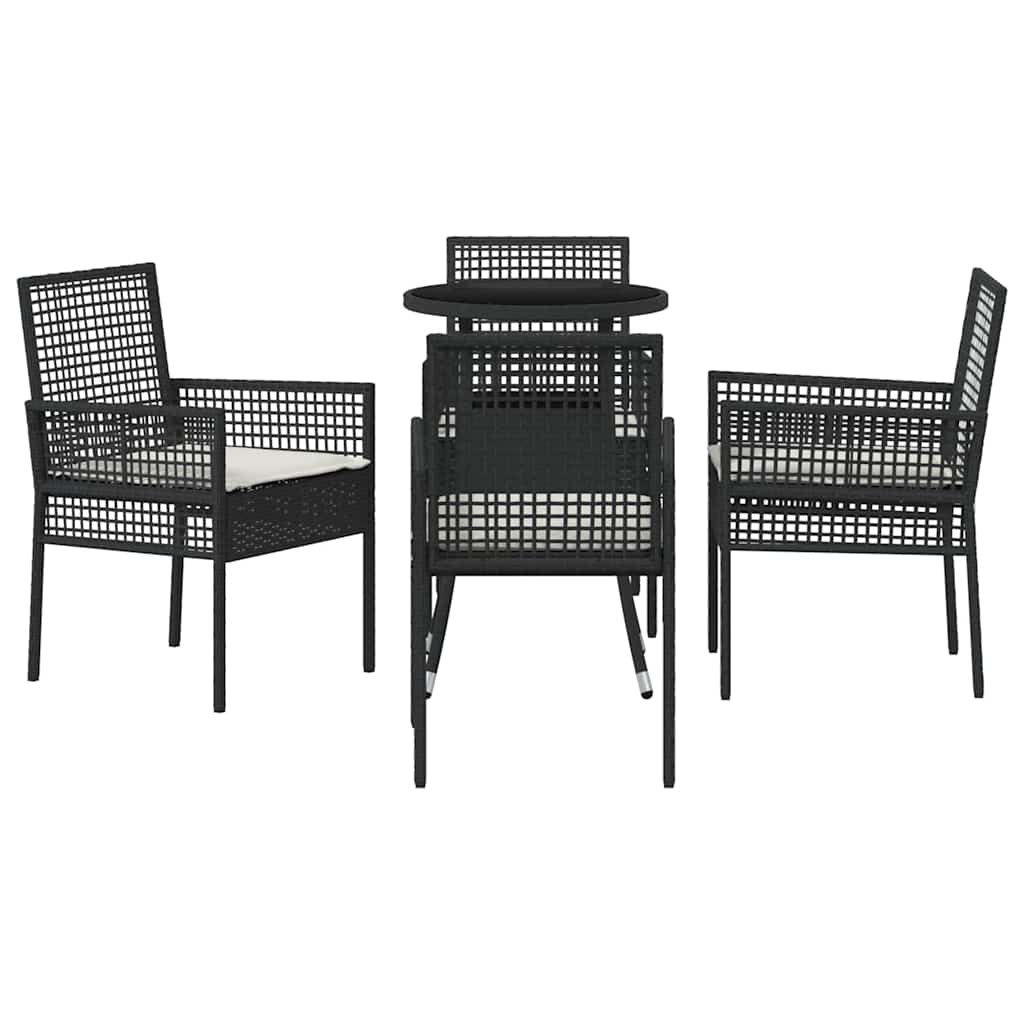 Garden Dining Set 5 pcs Black Poly Rattan