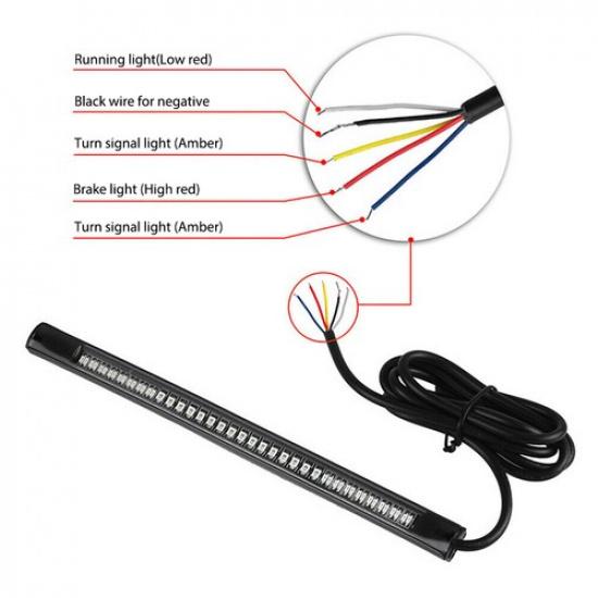 48 LED Turn Flexible Signal Motorcycle Amber 2 Integrated Strip Brake Tail Light