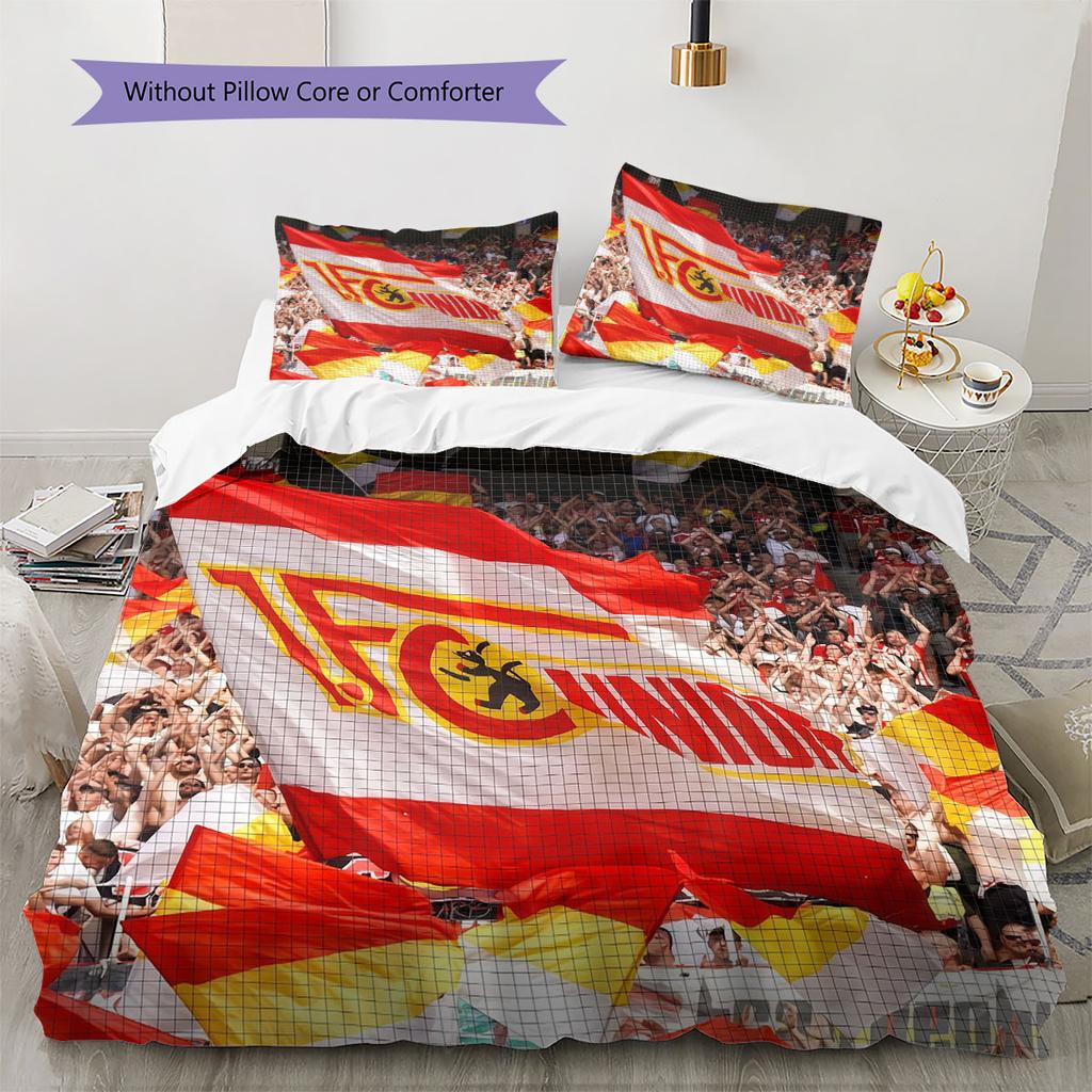 Union Berlin Logo Muster Bettwäsche Heimdekoration Geburtstagsgeschenk ( 1 Bettbezug + 2 Kissenbezüge, ohne Füllung),Fanartikel.