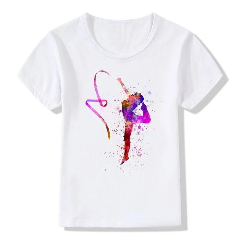 Boys T-shirt Girls Kids Rhythmic Gymnastics Printed T-shirt Modal Clothing Short Sleeves Boys Clothes