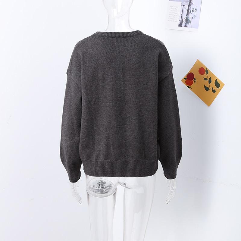 Women Sweaters Knit Basic Pullover Long Sleeve Round Neck Solid Spring Streetwear Knitwear Loose Elegant Jumper Female Tops