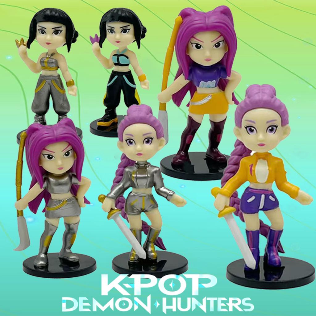 6 Stück/Set mit Box KPop Dämonenjäger Superstar Rumi Mira Zoe Acryl PVC Actionfigur Spielzeug Anime Figur Puppe für Fans Geschenk