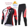 Unisex Fleece-Lined Cycling Set: Long Sleeve Top & Pants for Autumn/Winter