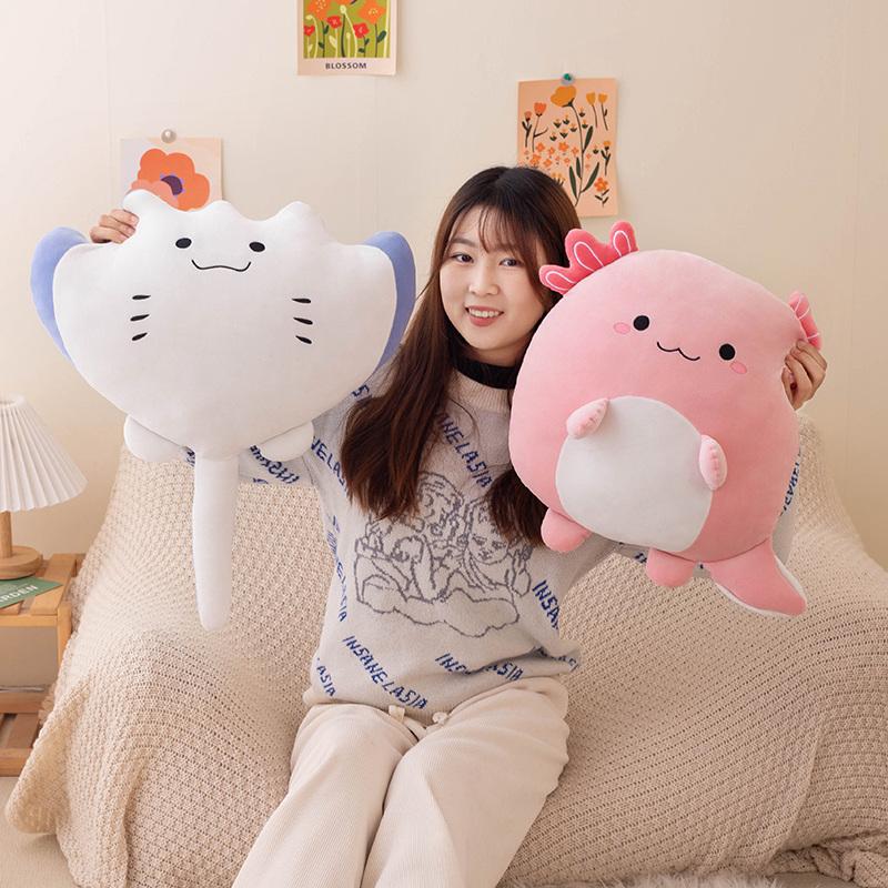 40Cm Down Cotton Cartoon Animal Plush Toy Stuffed Globefish Manta Ray Newt Beaver Pillow Sofa Chair Decoration Gift