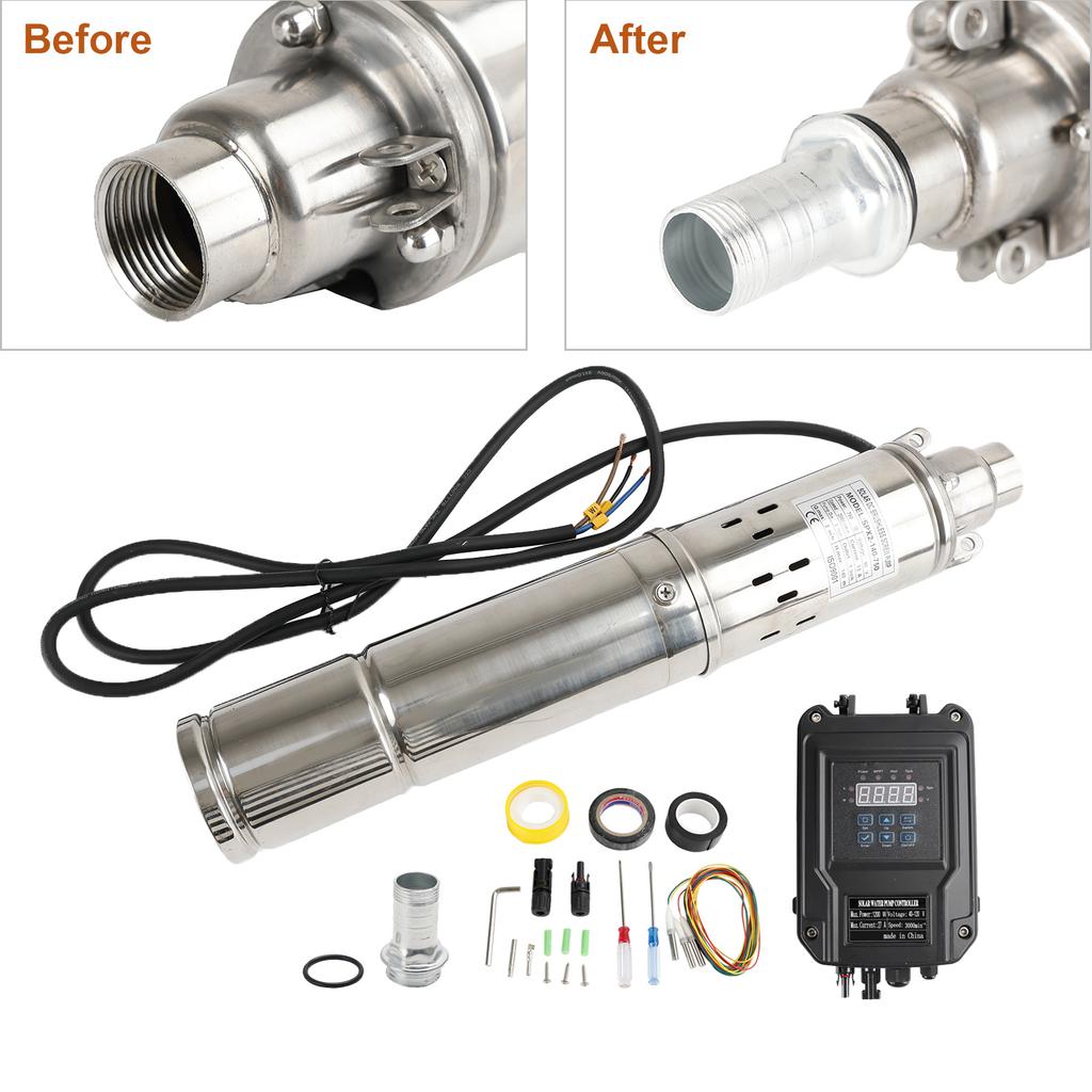 3" 48V 750W MPPT Screw Solar Bore Pump Submersible Deep Well Hole Steel  3" 48V 750W Deep Well Solar Submersible Bore Hole Water Pump Head 140M