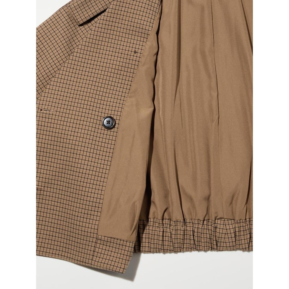 Gu By Uniqlo Short Trench Check Coat Rokh