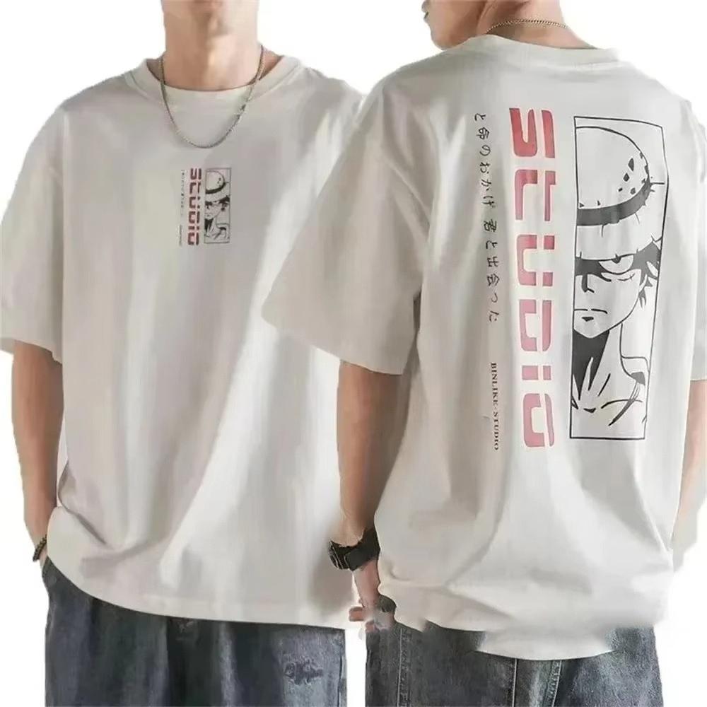 Japanes One Piece Cotton Luffy Tshirt Top Men Cotton T Shirt Summer Women Men Cotton Oversized Tshirt for Men Clothes