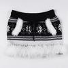 Fair Isle Snowflake Pattern Low-Waist Color Block Mini Skirt