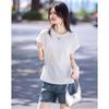 Cloud Cotton Spliced Drawstring Short Sleeve T-Shirt