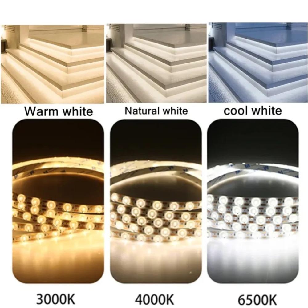 24V LED Strip Light 12mm 48LEDs/M Flexible Rope Light SMD with Lens Self-Adhesive Tape for Bedroom Mirror DIY Home Decoration