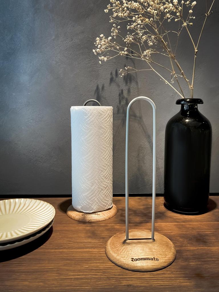 Roommate Wooden Pedestal Kitchen Paper Holder | Oak Base for Stability | Simple and Stylish Kitchen Storage | Perfect for Housewarmings and Weddings |