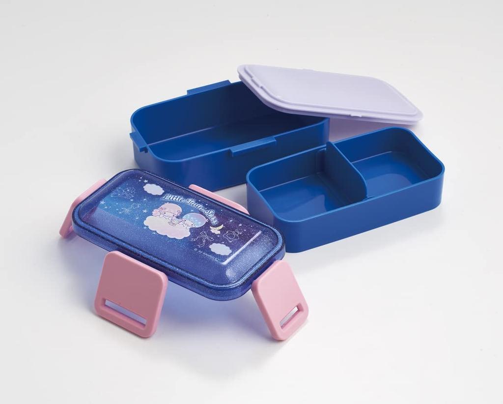 Skater Bento Box, Little Twin Stars Night Sky and Nemurin, 600ml, Softly Filled with Dome-Shaped Lid, Two Tiers, Women's, Made In Japan, PFLW4AG