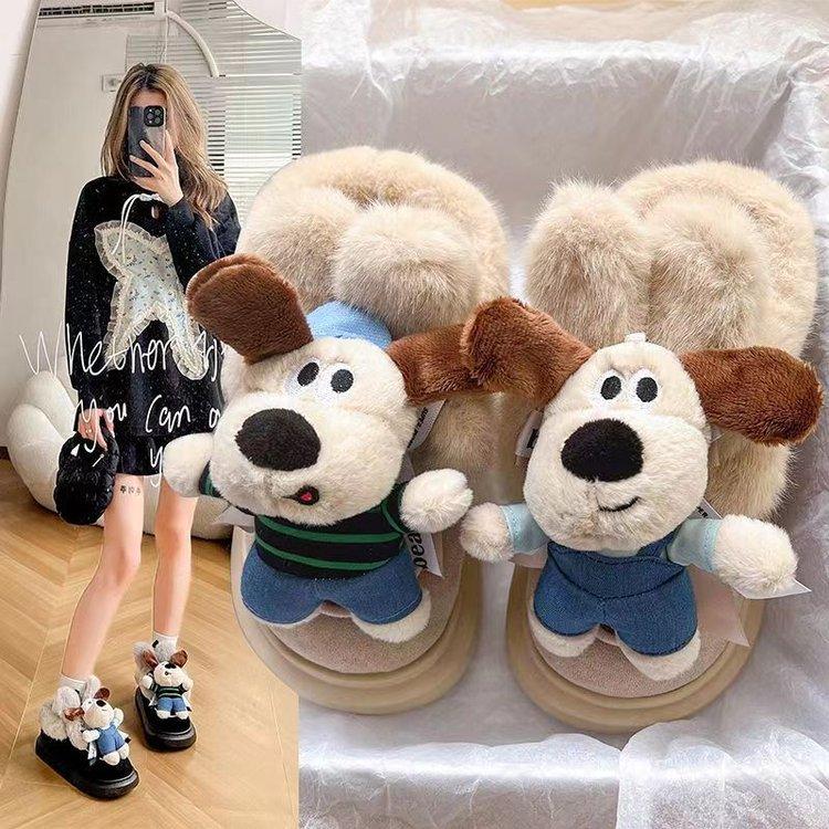 Snow cotton shoes thickened outside the head to keep warm, autumn velvet cute cotton boots