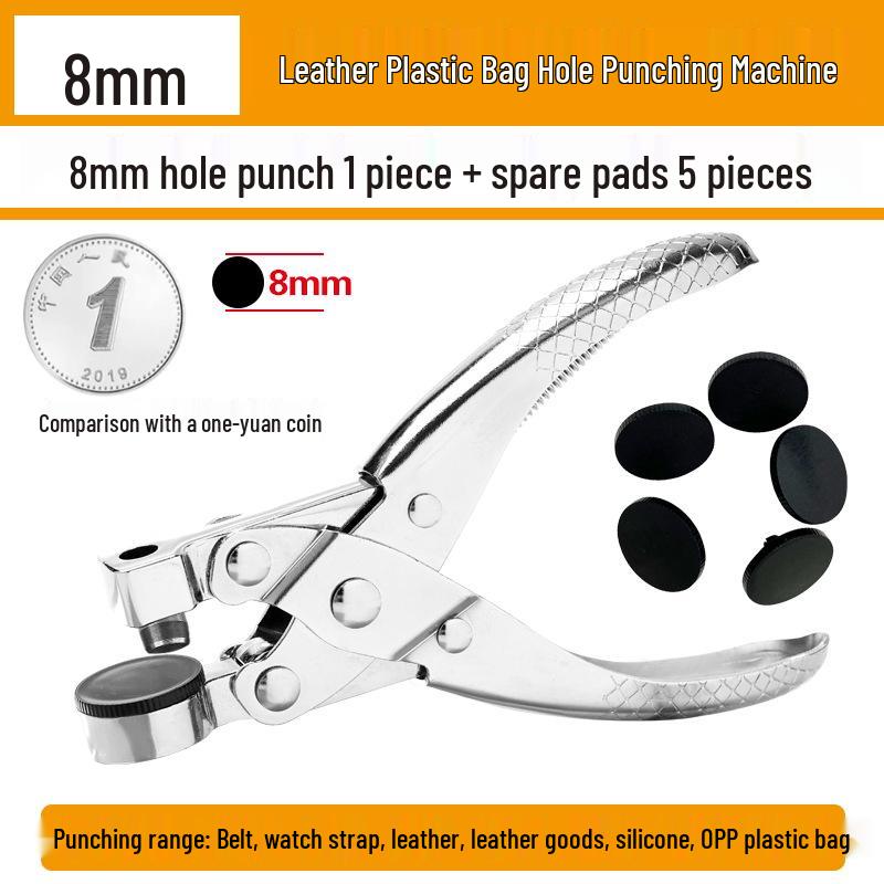 Leather Hole Punch Pliers for Watch Straps and Belts with Transparent Packaging Bag