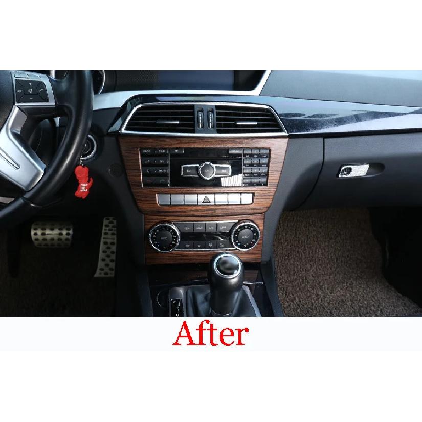 Pine Wood Grain Interior Air Conditioning Switch Panel Frame Stickers For Mercedes Benz C Class W204 2011-2014 Accessories