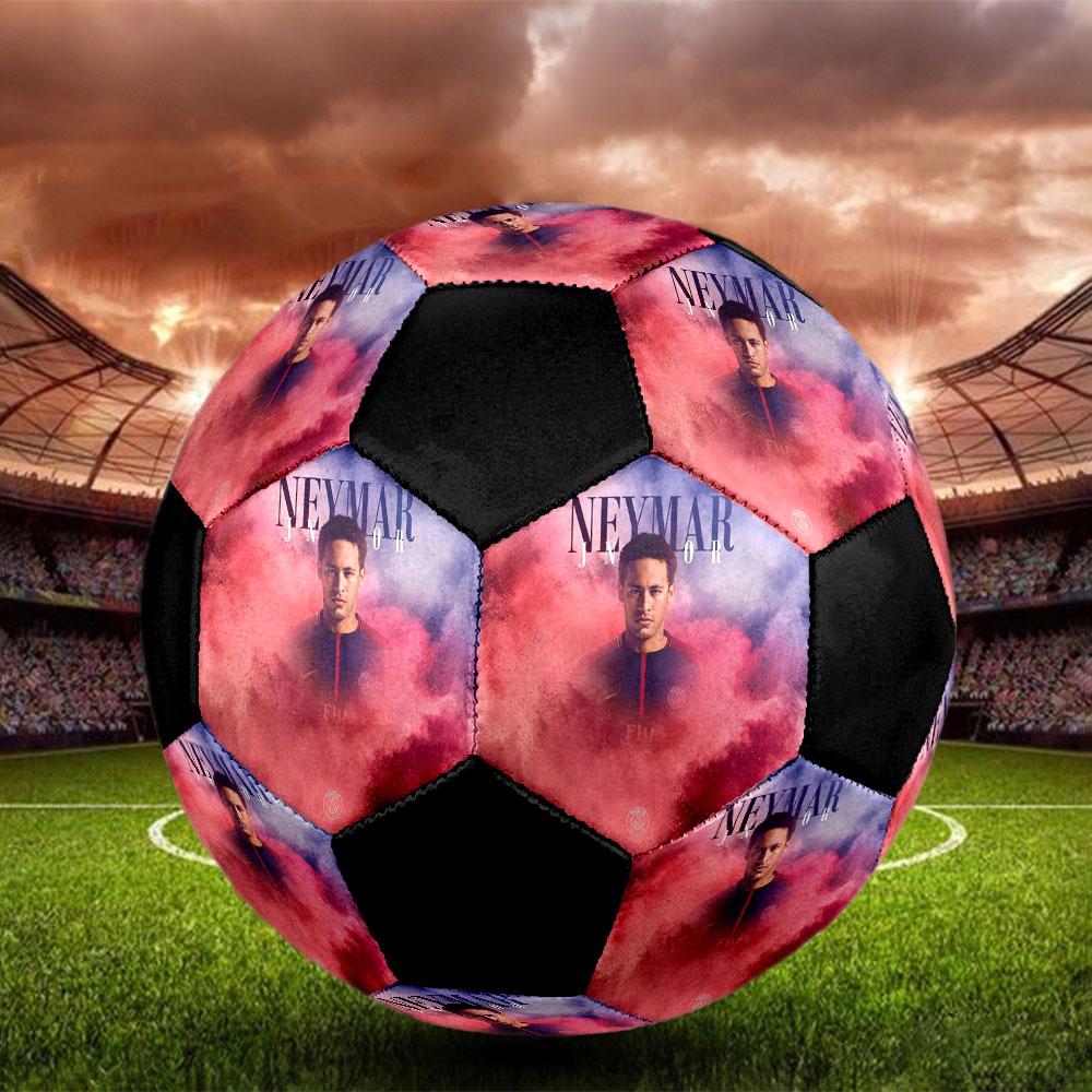 1PC Neymar Record Breaker Size 5 Soccer Ball PrahaIndoor Soccer Ball Colorful All Ages Machine Stitched PVC Competition Ready Durable High-Bounce
