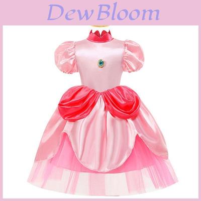 Super Mario Princess Peach Cartoon Role Play Costume Halloween Cosplay Dress
