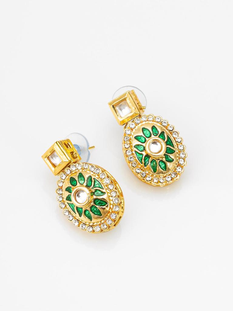 Gold-Plated Chikku Stone-Studded & Beaded Handcrafted Jewellery Set