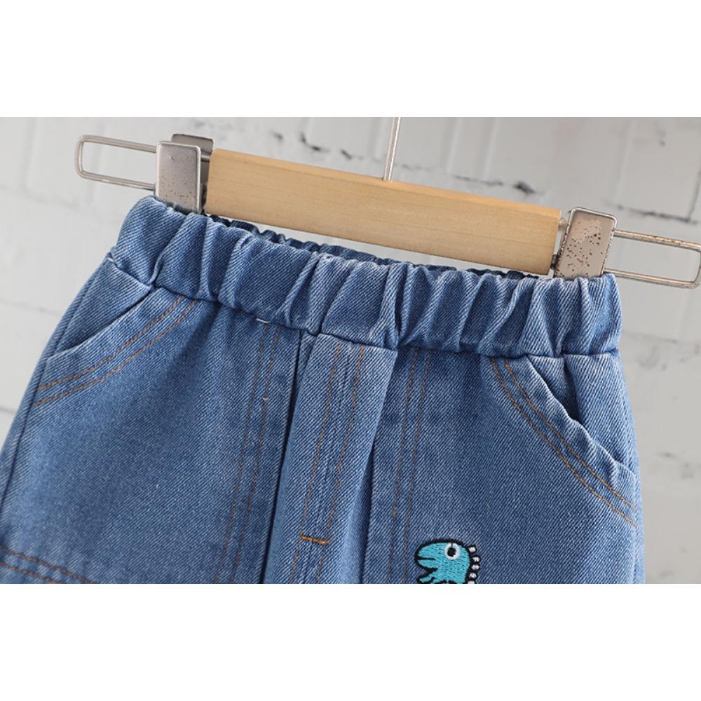 Children's Autumn Clothing Set for Boys and Girls Striped Round Neck Jeans Two-piece Set with Bag