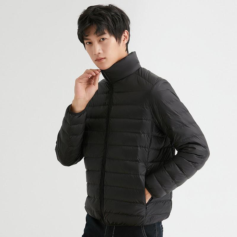 Mens Short Down Jacket Lightweight Warm Winter Coat Stand Collar Casual Outdoor 90% White Duck