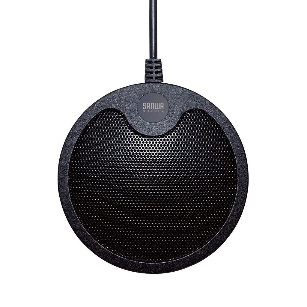 Sanwa Direct Conference Microphone, Omnidirectional, USB Connection, Compatible with ZoomSkype, 5m Diameter Sound Collection, Speaker Connection,