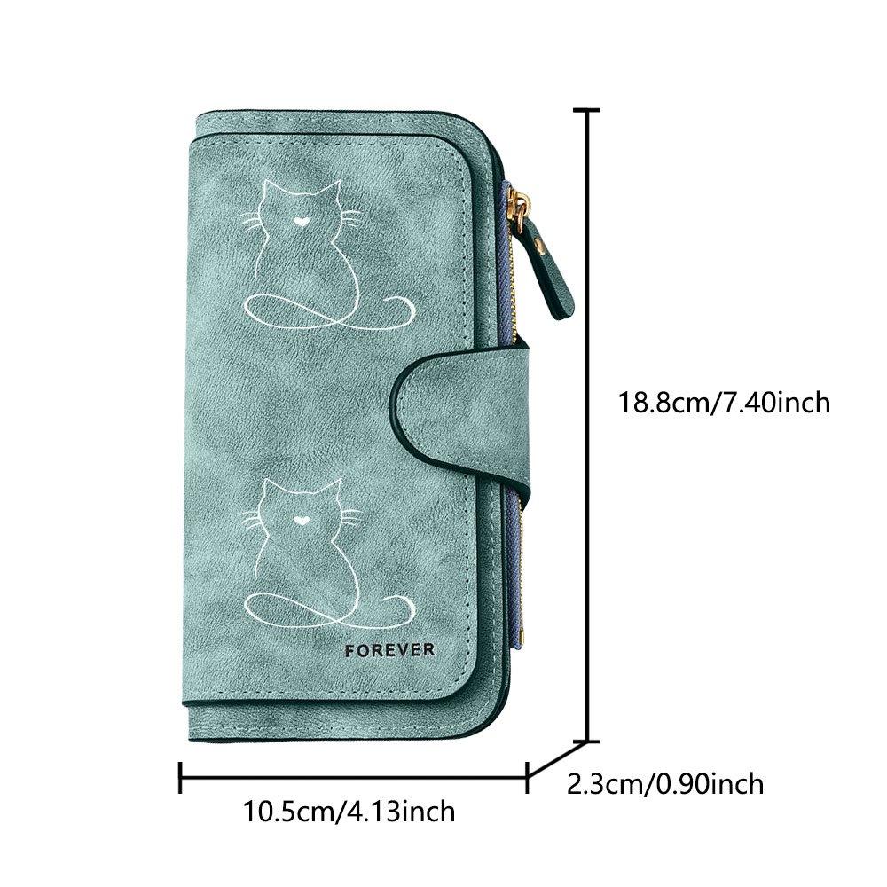Minimalist Line Cat Silhouette Print Long Wallet Multifunctional Portable Snap Closure Coin Purse Unisex Perfect Birthday Gift Daily Use Travel Carry