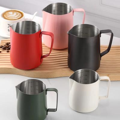 350/600ML Kaffe Mjölkskumningskanna 304 Rostfritt Stål Exakt Skala Hög Kvalitet Latte Barista Professionell Kaféredskap