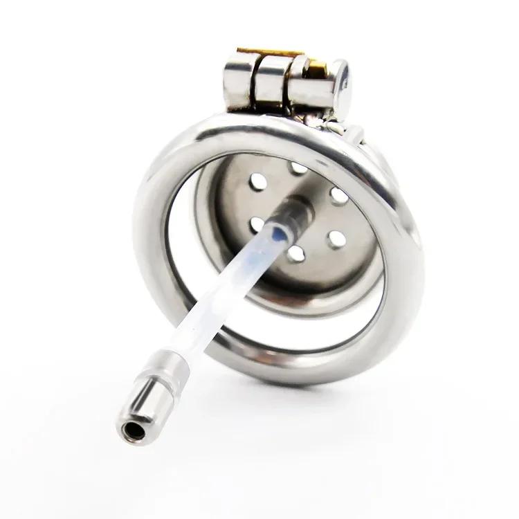Manyjoy Stainless Steel Flat Chastity cage Urethral Sound Metal Penis Lock Ring Stretcher  Bondage Sadism Restraint Sex Toys