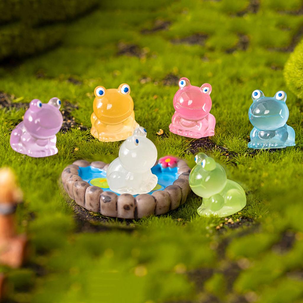 Set of 20 Glowing In the Dark Resin Miniature Frogs Figurines Various Colors for DIY Crafts and Party Decorations