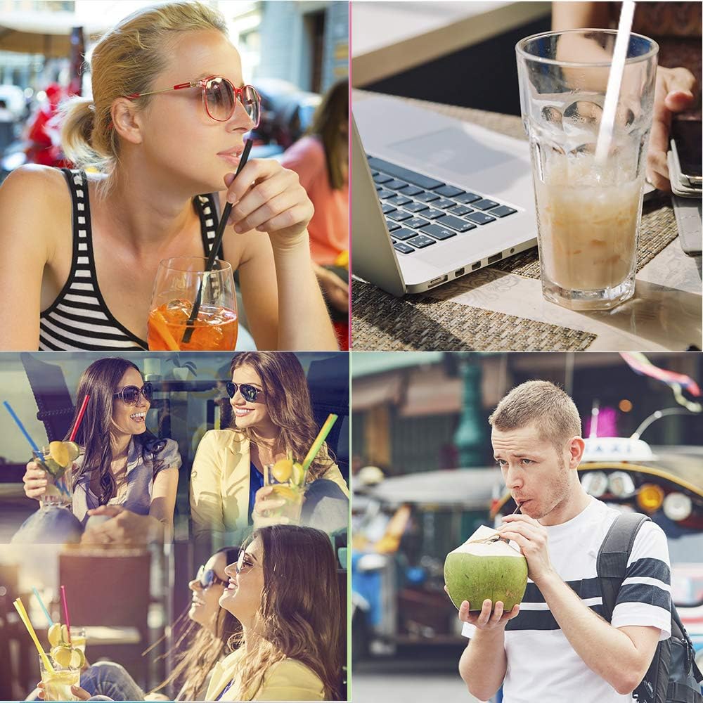 ZYTC Straws for YETI Cup 30-42oz, Reble Clear Transparent Drinking Straws Replacement for YETI Straw Lids, Set of 6 with 2 Cleaning Brushes