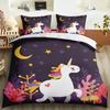 Kawaii Unicorn Colorful Luminous Unicorn Kids Bedding Set For Girls Pink Deluxe Quilt Cover Bedding Set King Queen Quilt Cover