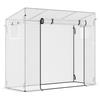 Greenhouse with Side Window, Roll-up Door, Windproof, Steel Frame, Plastic Tarpaulin, White, 200 X 76 X 168 Cm