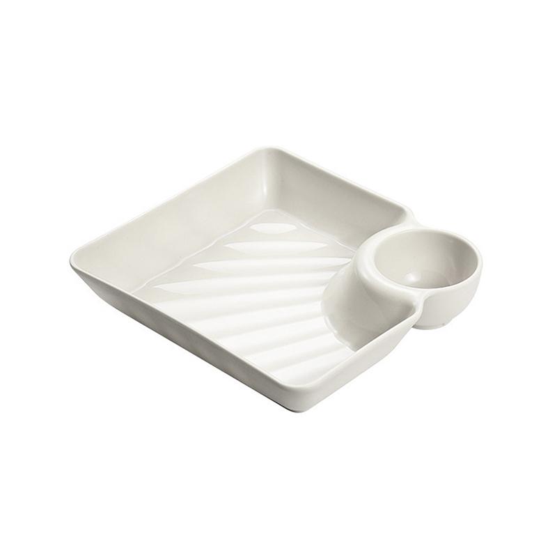 Plastic Dumpling Plate With Sauce Compartment Square Snack Cookie Platter Food Tray Dish Tableware Kitchen Plates