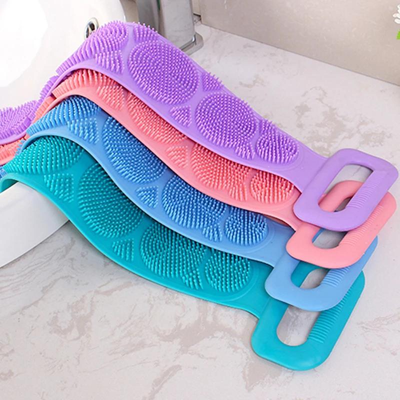 Badezimmer Dusch Rückenbürste Körper Silikon Peeling Schwamm Badeschwamm Reinigungsgerät Fleckenentfernung Badegürtel