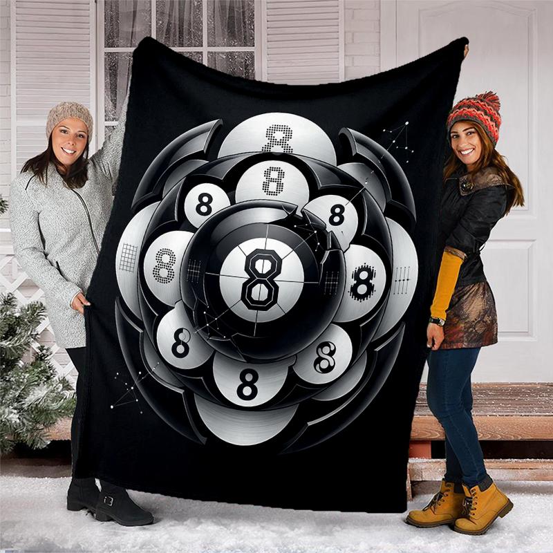 Pool Balls Flannel Fleece Blanket Cozy Warm Throw Blanket For Couch Bed Travel All Season Use