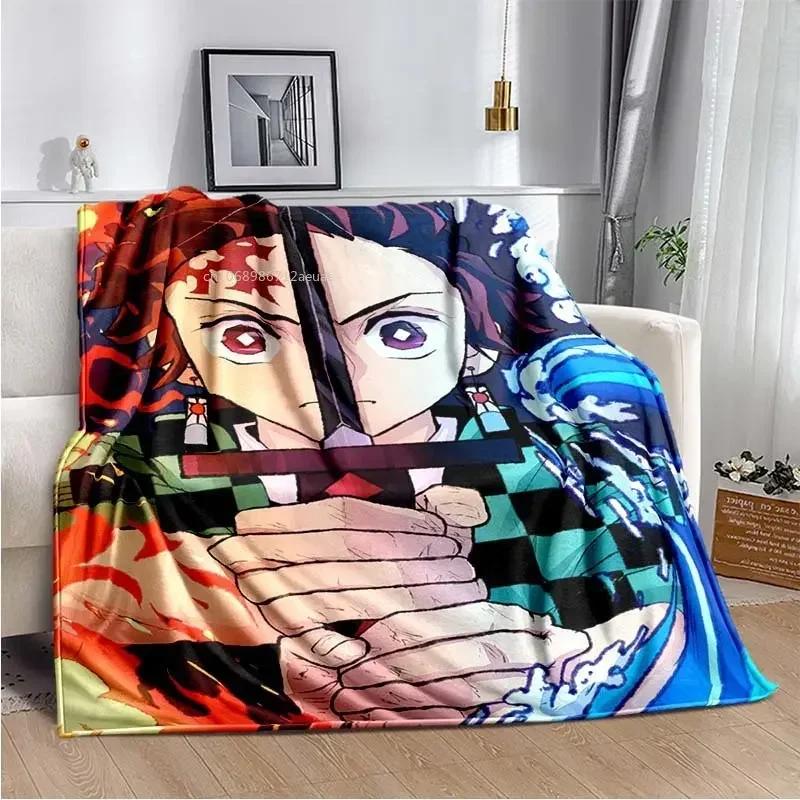 Anime Demon Slayer Kimetsu no Yaiba Fleece Blanket Nezuko Kamado Tanjiro Kamado Soft Bedding Bedspread Sofa Warming Cover