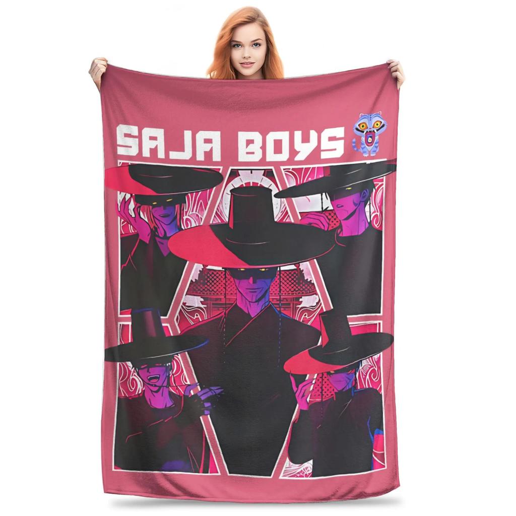 K-Pop D-emon H-unters Anime flannel blanket, soft and comfortable, suitable for home travel party gifts