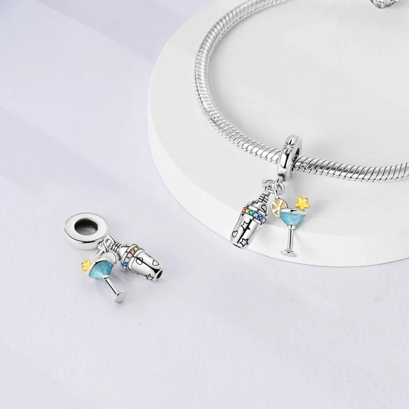 Original Charmscopper Bartender Vodka Cocktail Beads Fit Charms Platabracelets For Women Jewelry Making Fine Gifts