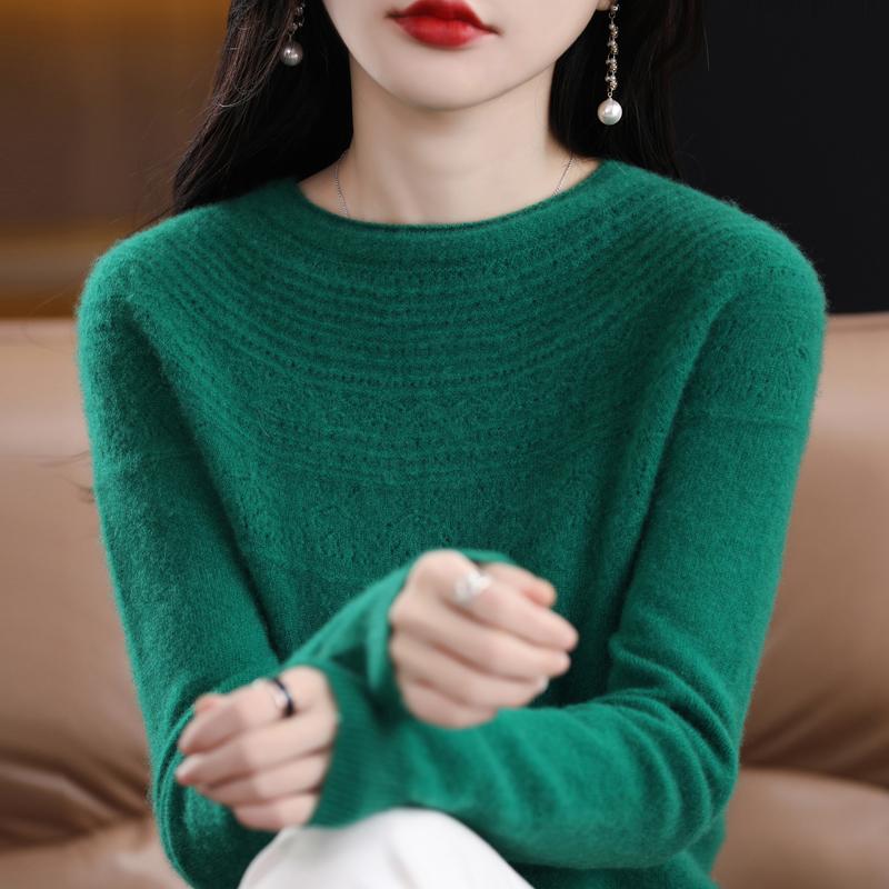 Γυναικείο πουλόβερ με στρογγυλή λαιμόκοψη, κασμίρι Qinghe, 30% κασμίρι 70% μαλλί, χειμερινό πλεκτό πουλόβερ φθινοπωρινό πουλόβερ κασμίρ πουλόβερ