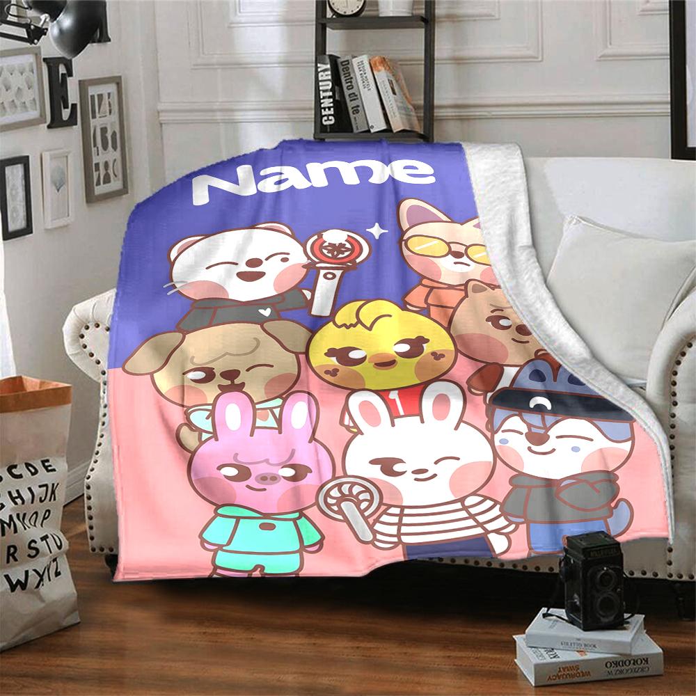 Custom Name Animal Friends Together Party Blanket For Couch Bed Plush Cozy Fuzzy Blanket Super Soft Warm Blankets For Fall And Winter 091641