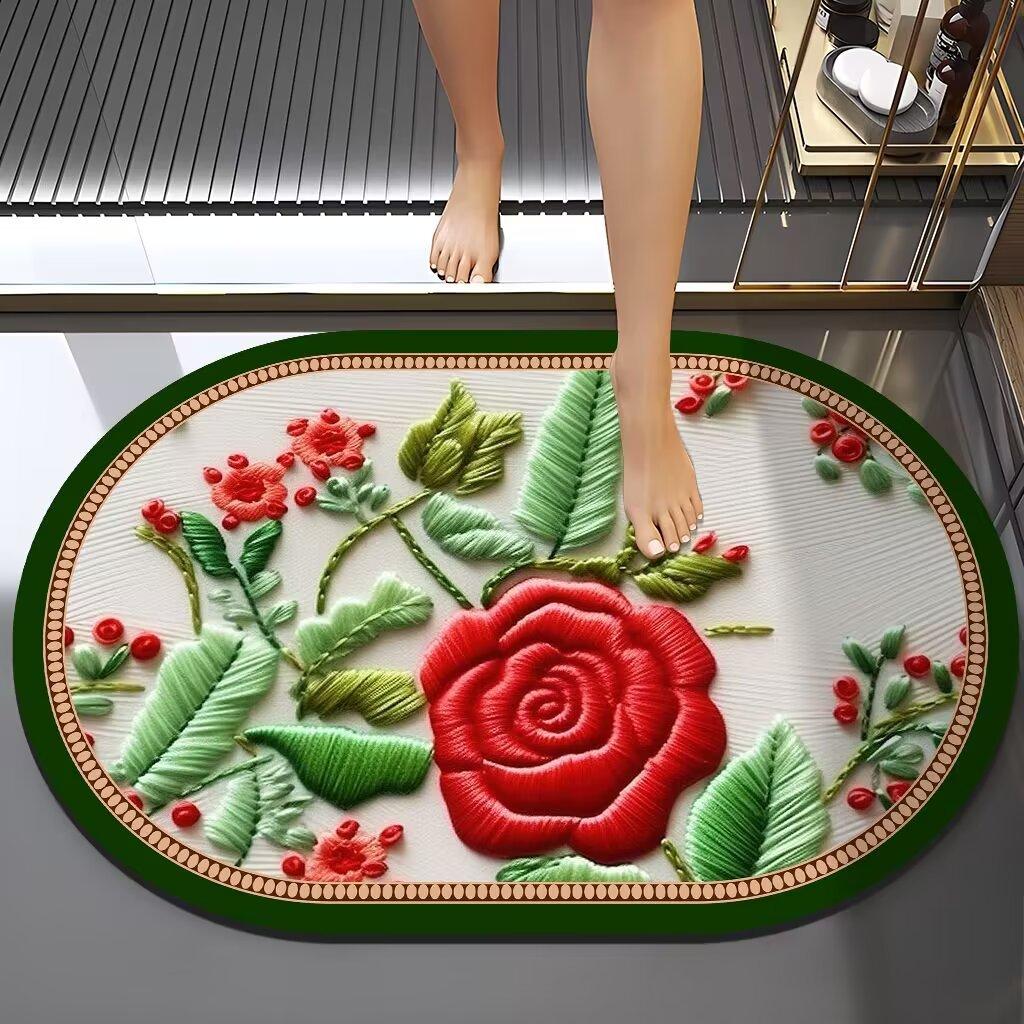 Výšivka v čínském stylu Větrná diatomová bahenní rohož Absorpční Špinavá koupelnová protiskluzová rohož Domácí koupelna Snadno se udržuje Rohožka na nohy