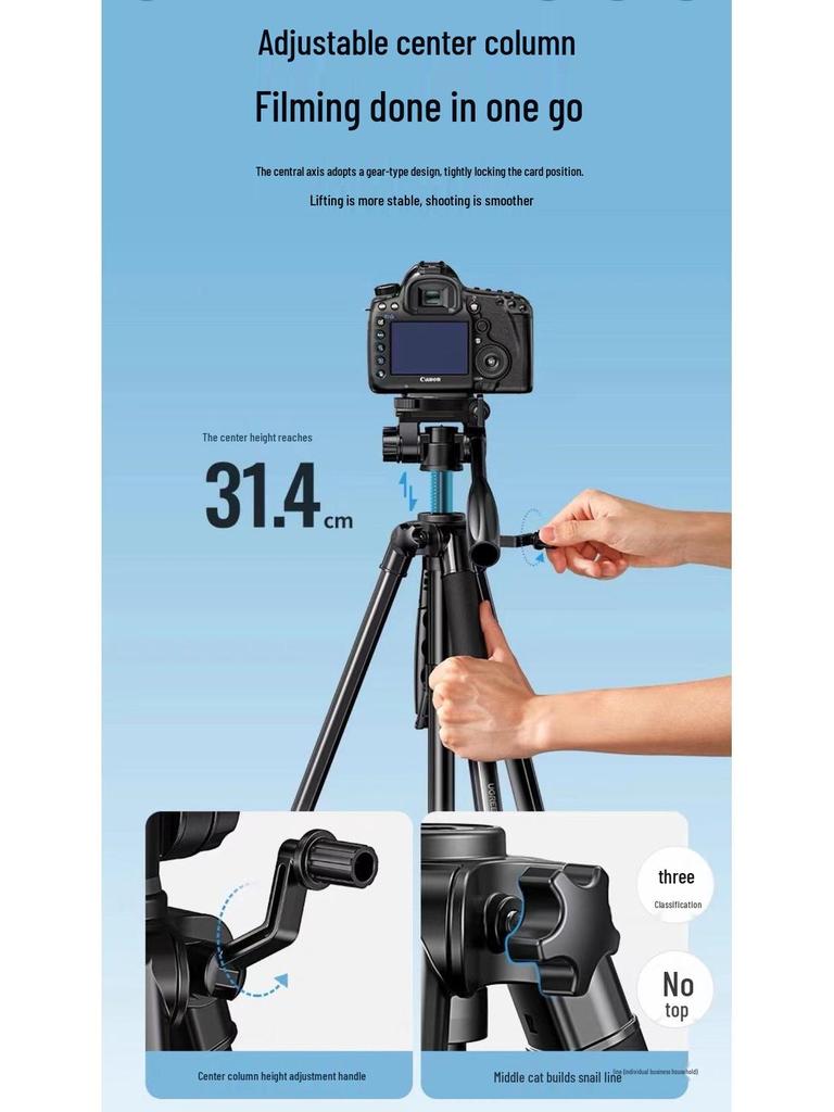 Camera Tripod: Mirrorless & Phone Stand with Fill Light and Stabilizer for Live Streaming, Selfies, and Outdoor Videos