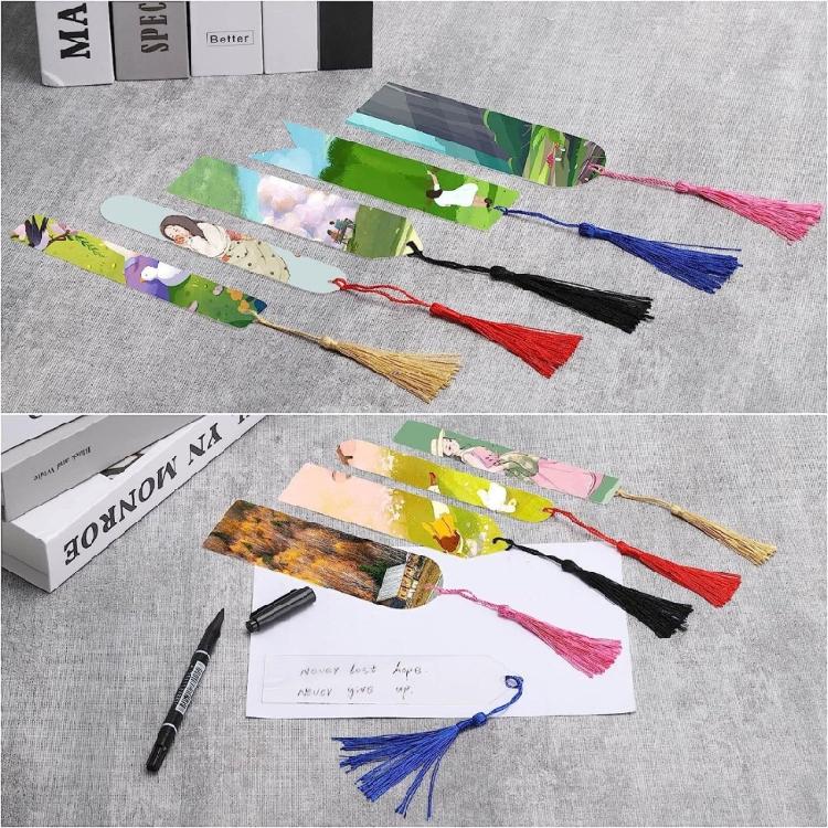 30 Pcs Blank Acrylic Bookmarks with Tassels Clear Acrylic Craft Bookmark