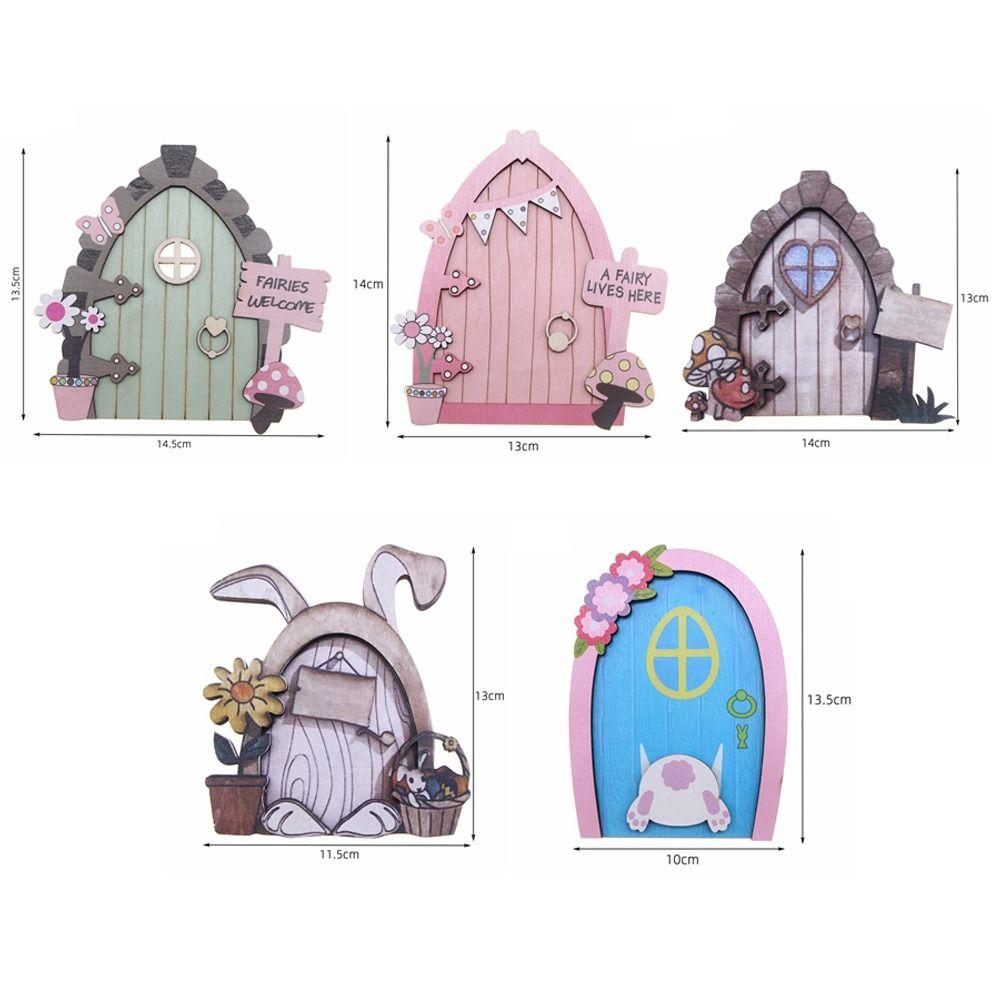 Mehrfarbige Miniatur-Elfentür, Geschenk, Holzhandwerk, Gartendekoration, Märchentor, Mikrolandschaft, DIY-Feentür