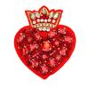 Large Handmade Bead Embroidered Red Heart-shaped Cloth Sticker, Fashionable DIY Clothes, Pants and Jackets Decorative Decals