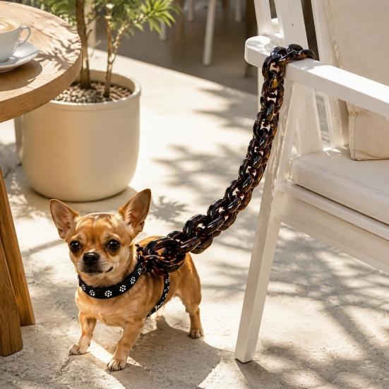 Birthday Gift for Dog Owners Big Chain Leash, Oversized Faux Metal Plastic Lightweight Novelty Pet Photo Props Walking Lead with Handle Puppies Cats,