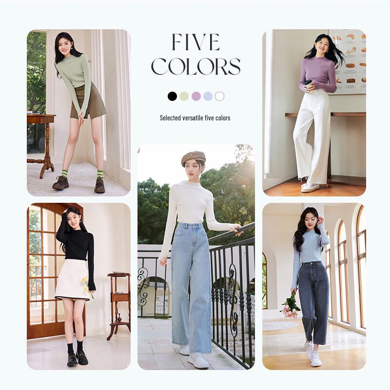 Women's Half-High Collar Slim Knit Top